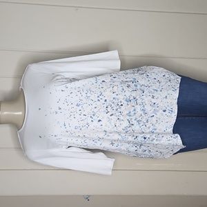 PURE JILL TOP WHITE FLORAL PRINT